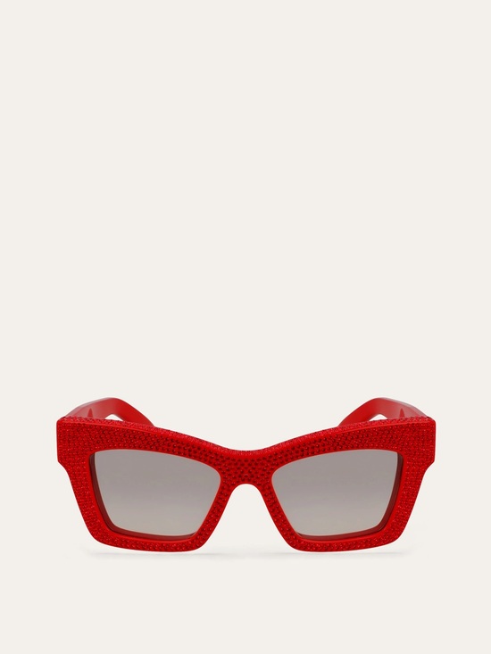 Salvatore Ferragamo Accessories - Salvatore Ferragamo Red Crystal Cat-Eye Sunglasses